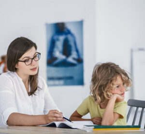 Child in ABA session not paying attention